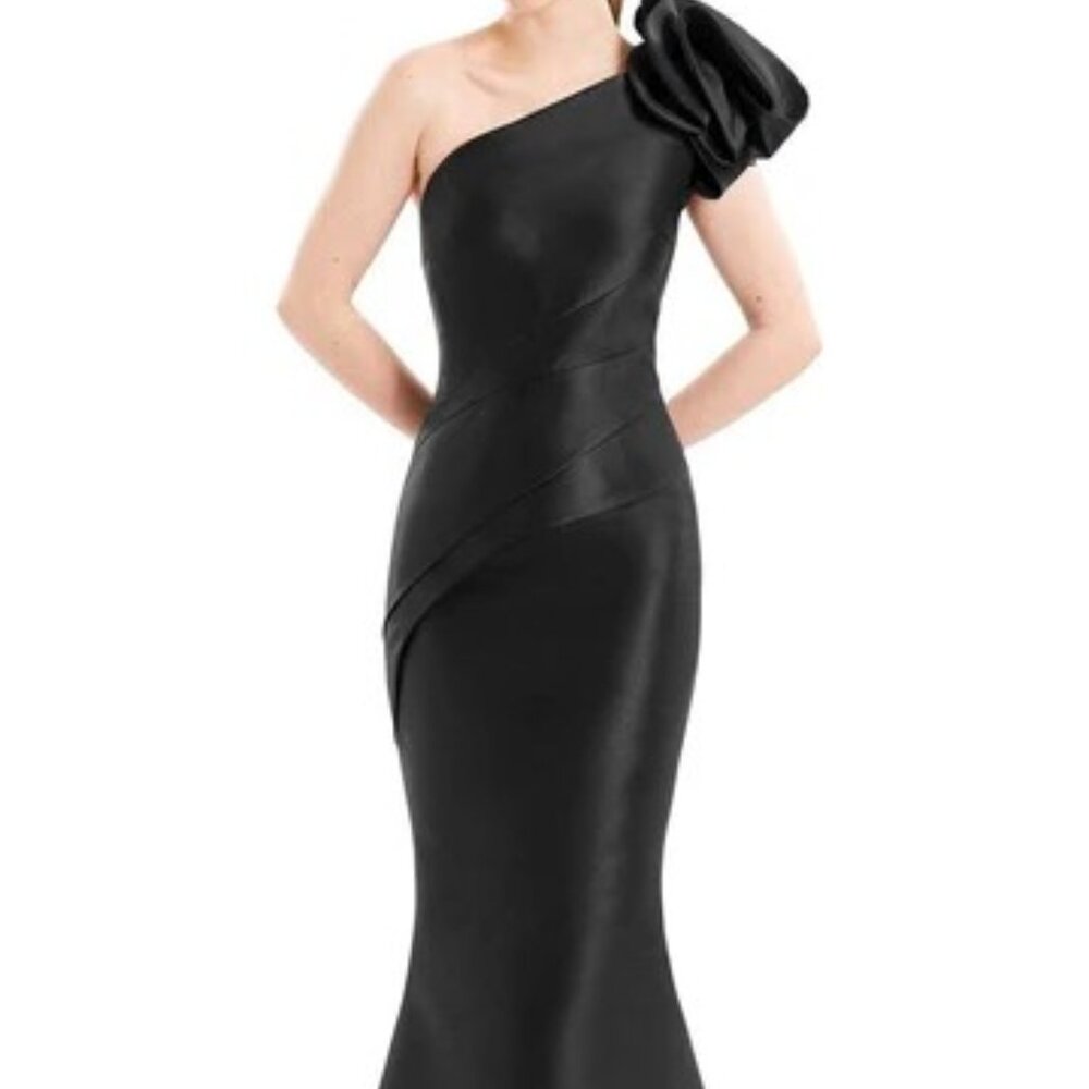 Daymor Couture Black Mother of the Bride/Groom One Shoulder Dress Jeweled Back